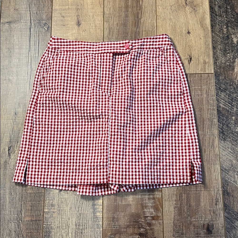 LIZGOLF Audra Golf Red White Gingham Check Seersucker Cotton Skort Size 4